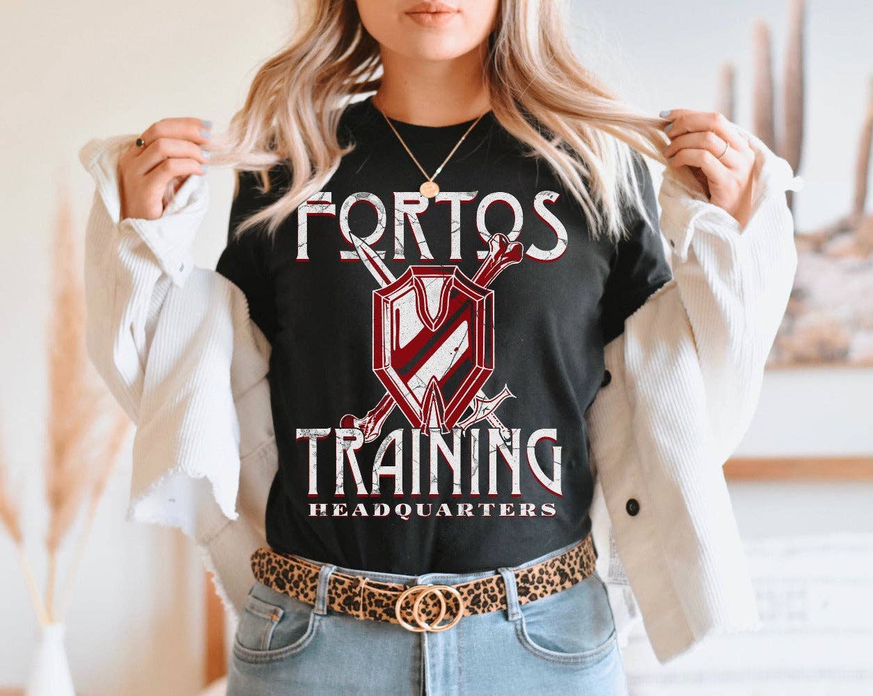 Parchment & Parcel - Wholesale Screen printed t-shirt – Women′s - Fortos Training Headquarters T-Shirt | Kindred's Curse Saga