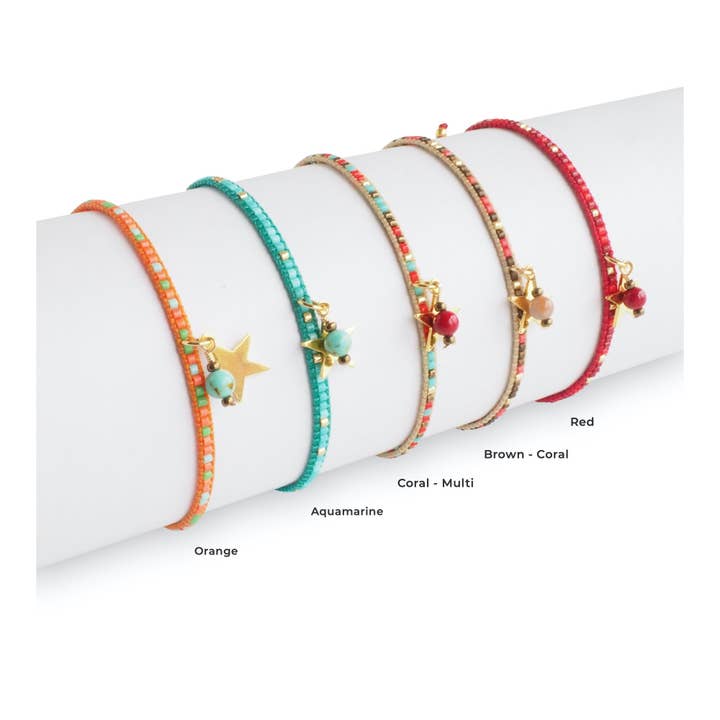 Makarla - Handmade Colombian Jewelry - Wholesale Beaded Bracelet - Women's Miyuki Star Charm Bracelet | Gift for Women