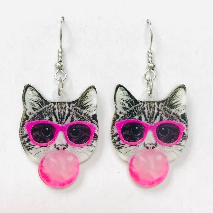 SimpleNGreat - Wholesale Dangle Earrings - Acrylic Bubble Gum Cat Earrings0