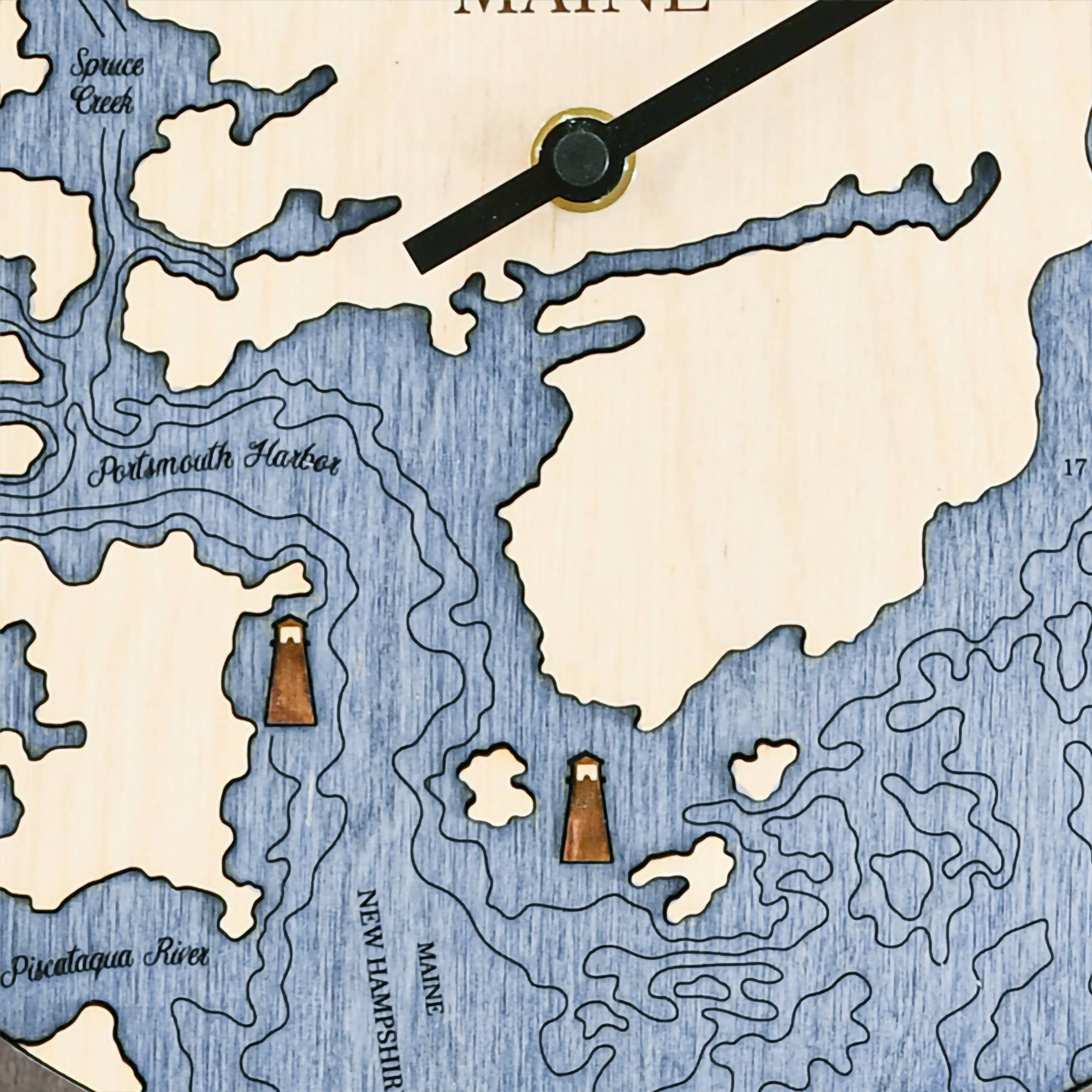 Sea & Soul Nautical Chart Art - Vente Horloges murales - Carte de profondeur d'eau de la côte du Maine61