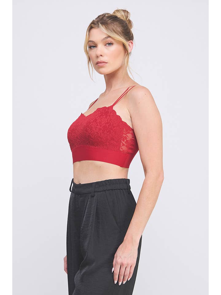 Allie Rose – Großhandel Bralette – Damen – Rosafarbener Bralette aus Strick mit Spitze10