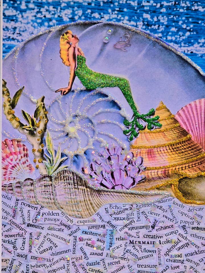 Ord Kunst Blond Havfrue Tomt Hilsenskort for engroshandel hos Erica DiPaolo Designs