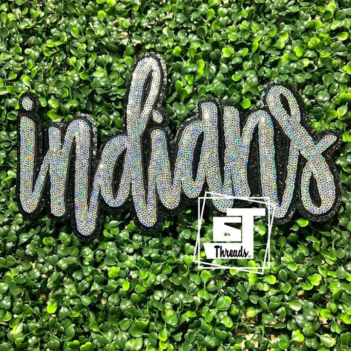 6j Threads LLC - Wholesale Patch - Cursive Sequin Indians....Patches Only