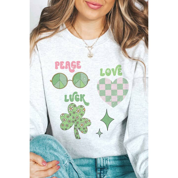 PEACE LOVE LUCK Graphic Sweatshirt for wholesale by A. BLUSH CO