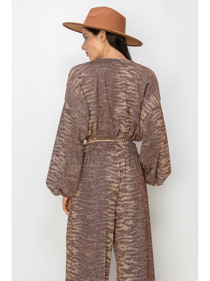 METALLIC PRINTED PALAZZO PANTS 2370 for wholesale on Faire4