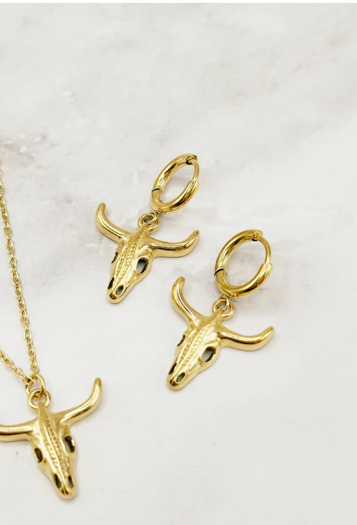 Wild & Free - Wholesale Jewelry Set - Conjunto de Joyas Bohemias Occidentales – Collar de Acero Inoxidable Dorado1