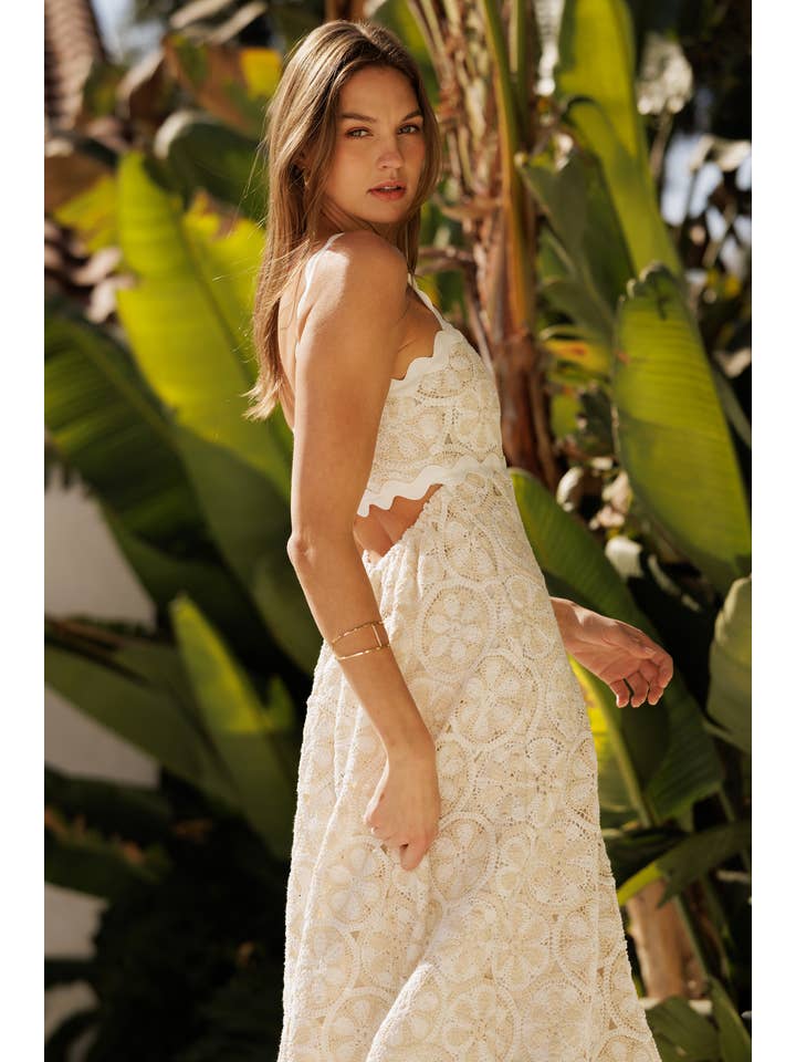 TONE NATURAL Scallop Tank Crochet Maxi Dress for wholesale on Faire