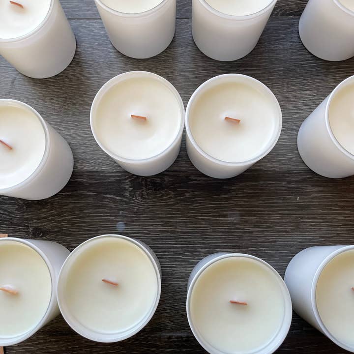 Dreamy Gallery Candle Co - Wholesale Jar/Filled Candle - 12 candles/Wholesale Soy Wax Wood Wick /White Matte Jars