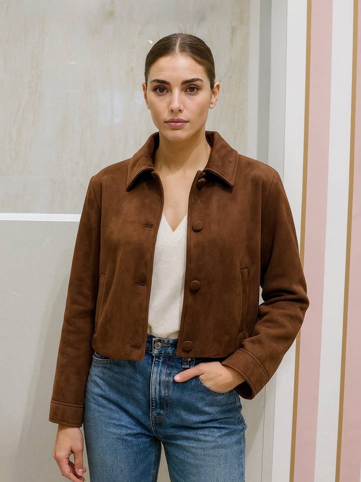 Thick short jacket suede effect - 5096T-DAPHNE for wholesale by LOVIE & CO