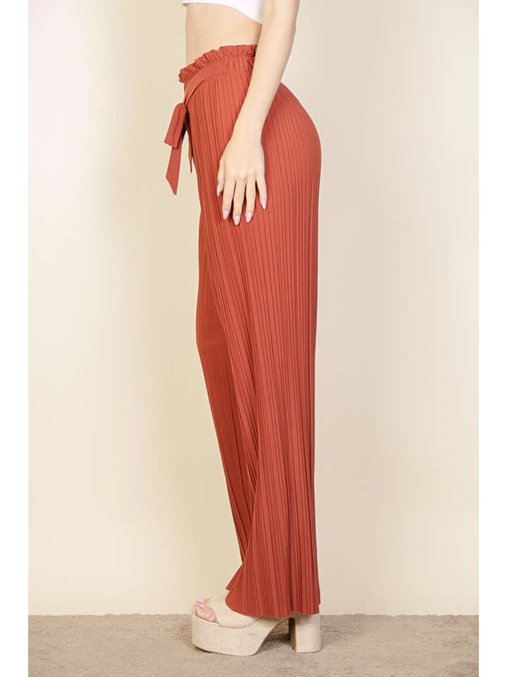 CAPELLA APPAREL - Wholesale Pants - Women's - Pleated Stretch Crepe Pull-On Wide Leg Tie Front Pants6