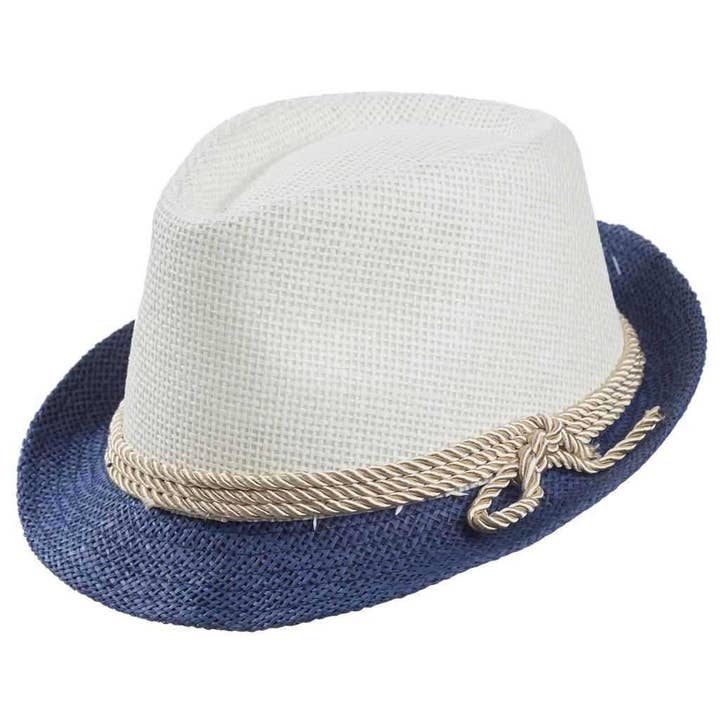 Tofarvet fedora-hat med detalje for engroshandel hos Creaciones Meng