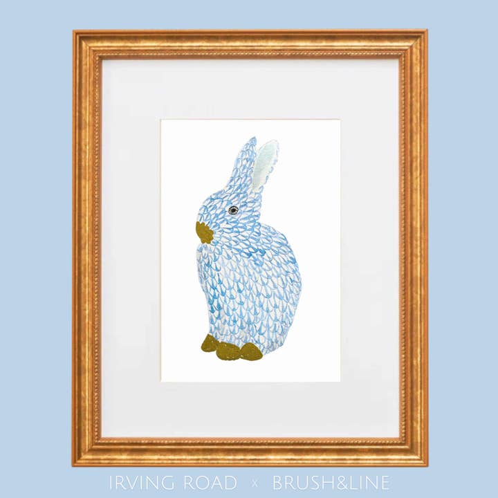 BRUSH & LINE - Wholesale Art Print - blue bunny art print1