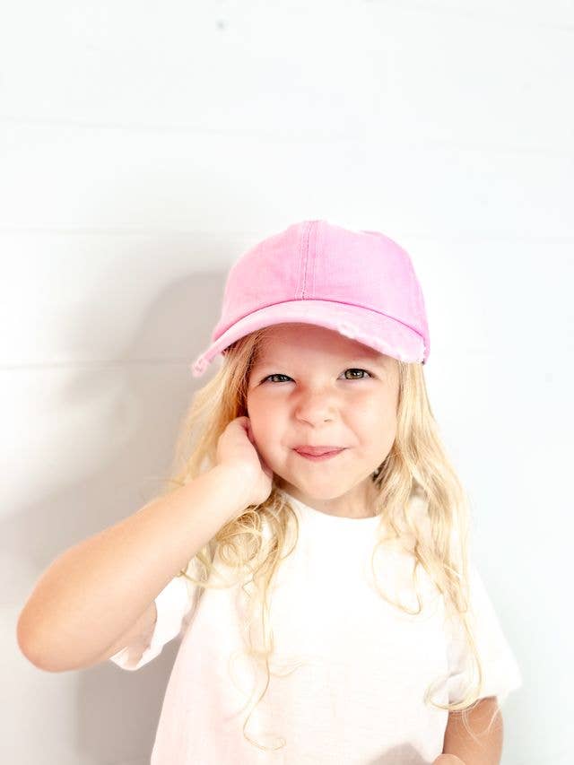 PNK GIRLS Distressed Light Pink Hat for wholesale on Faire2