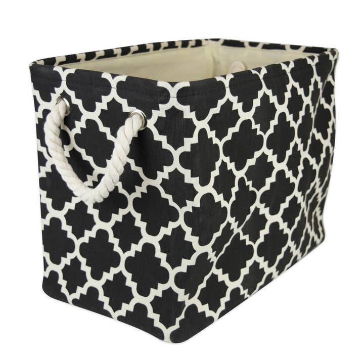 Welcome Home Unbeatable Deals - Wholesale Storage Bin - Polyester Bin Lattice Black Rectangle Large 17.5 x 12 x 15