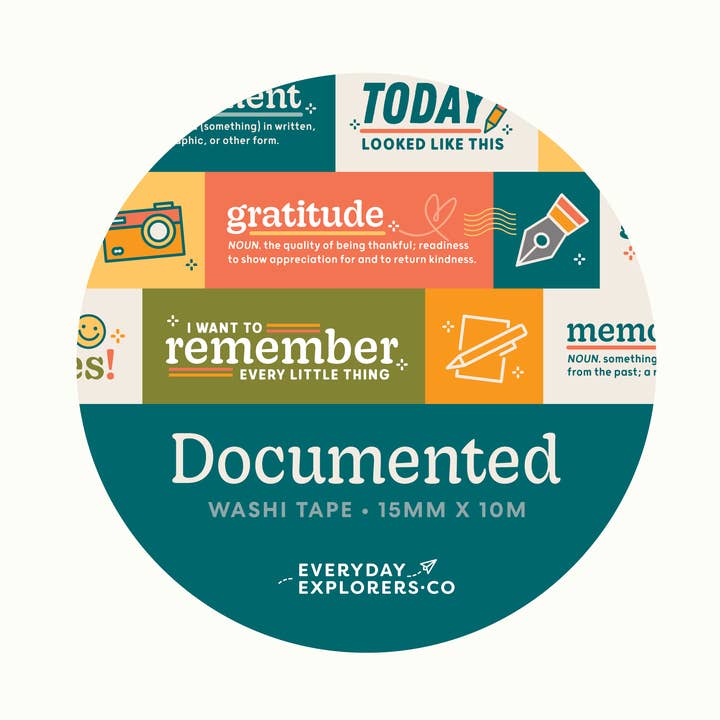 Documented - 15mm Washi Tape for wholesale by Everyday Explorers Co.