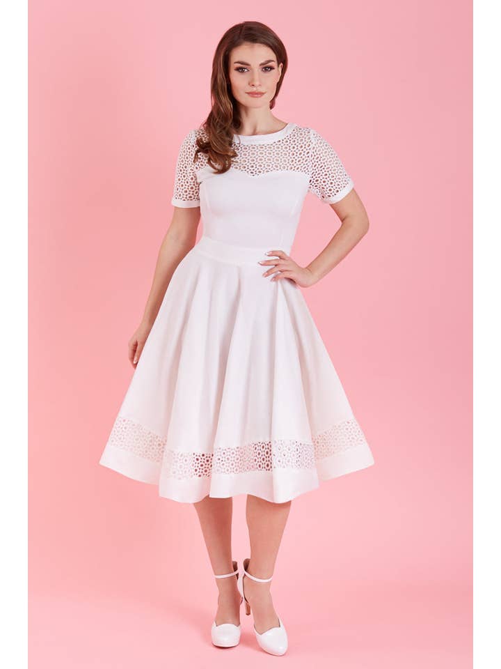 Dolly & Dotty - Wholesale Dress - Women's - Tess Lace Sleeved Dress in White