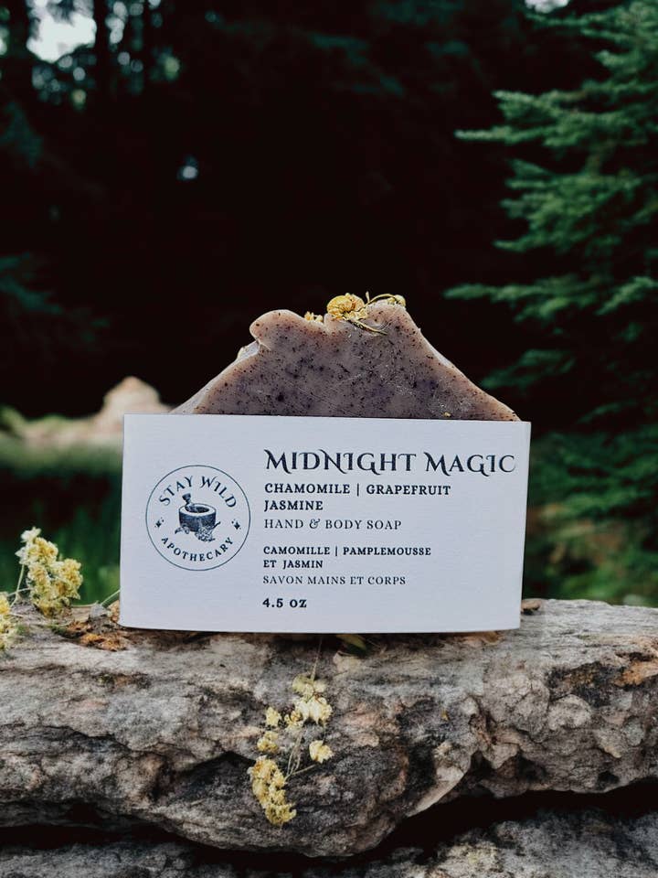 Midnight Magic Soap Bar (jasmine, chamomile, grapefruit) for wholesale by Stay Wild Apothecary