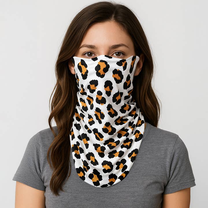 Leopard Print Face Tube Mask / Scarf for wholesale by Sensibling Corp.