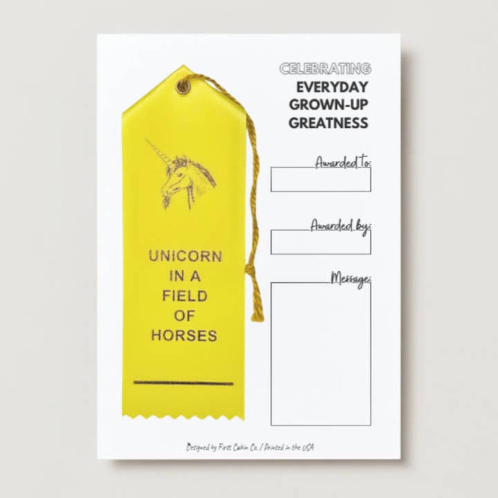 Unicorn In A Field Of Horses Award Ribbon for wholesale by First Cabin Co.