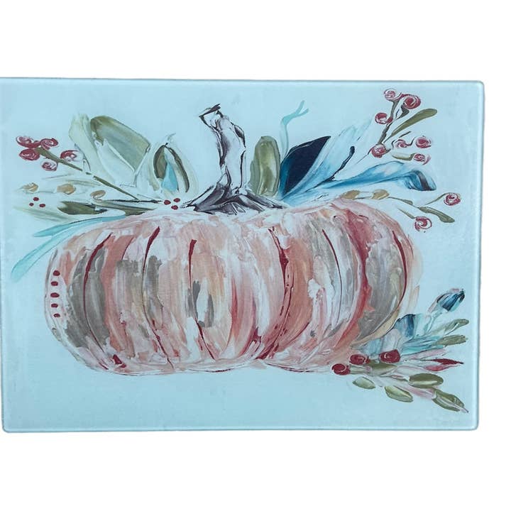 GA Pumpkin 2022 Glass Cutting Board for wholesale by Southern Cotton Mill