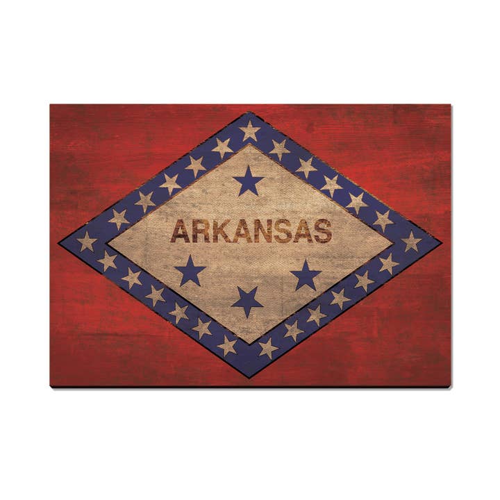 Arkansas Rustic Wood Flag - Wood Postcards & Magnets for wholesale by DaydreamHQ