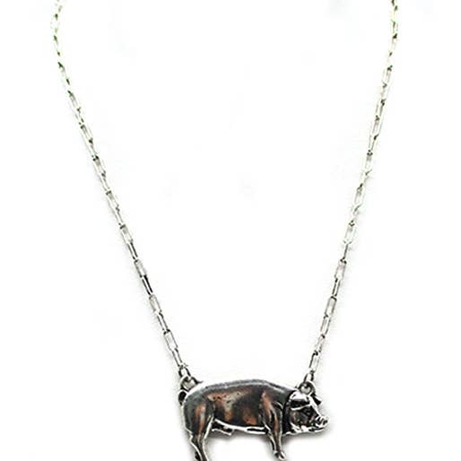 Western Metal Pig Necklace for wholesale by Snowing West