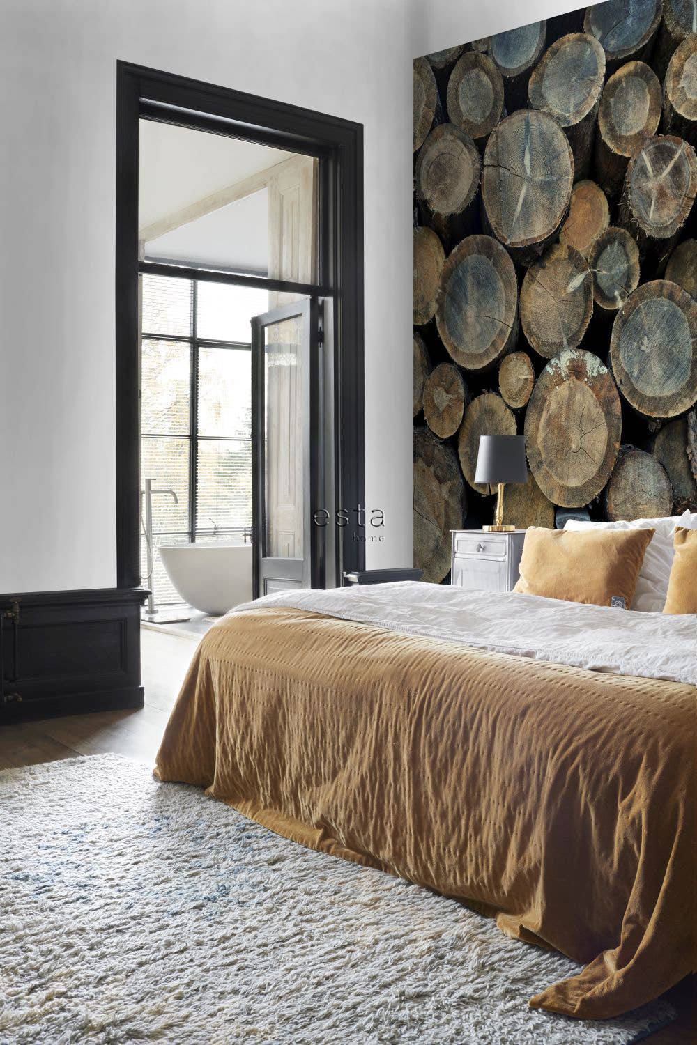 Marron Papier peint mural bûches de bois en vente sur Faire1