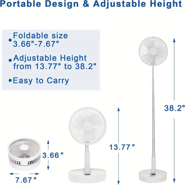 Shop Celino - Wholesale Electric Fan - Adjustable Height Rechargeable Fan with 4 Speed Settings6