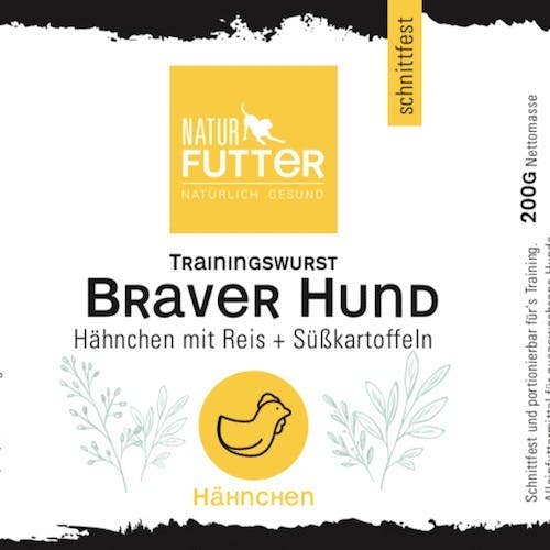 Naturfutter – Großhandel Tiernahrung – Hund – Braver Hund Hähnchen Menü – Naturfutter Trainingswurst2