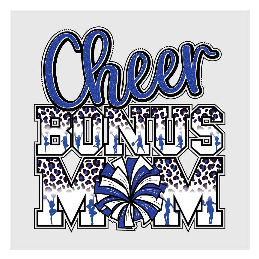 Flawless Transfers – wholesale Sublimation transfer – Cheer Bonus Mom - Blue and White DTF Transfer0