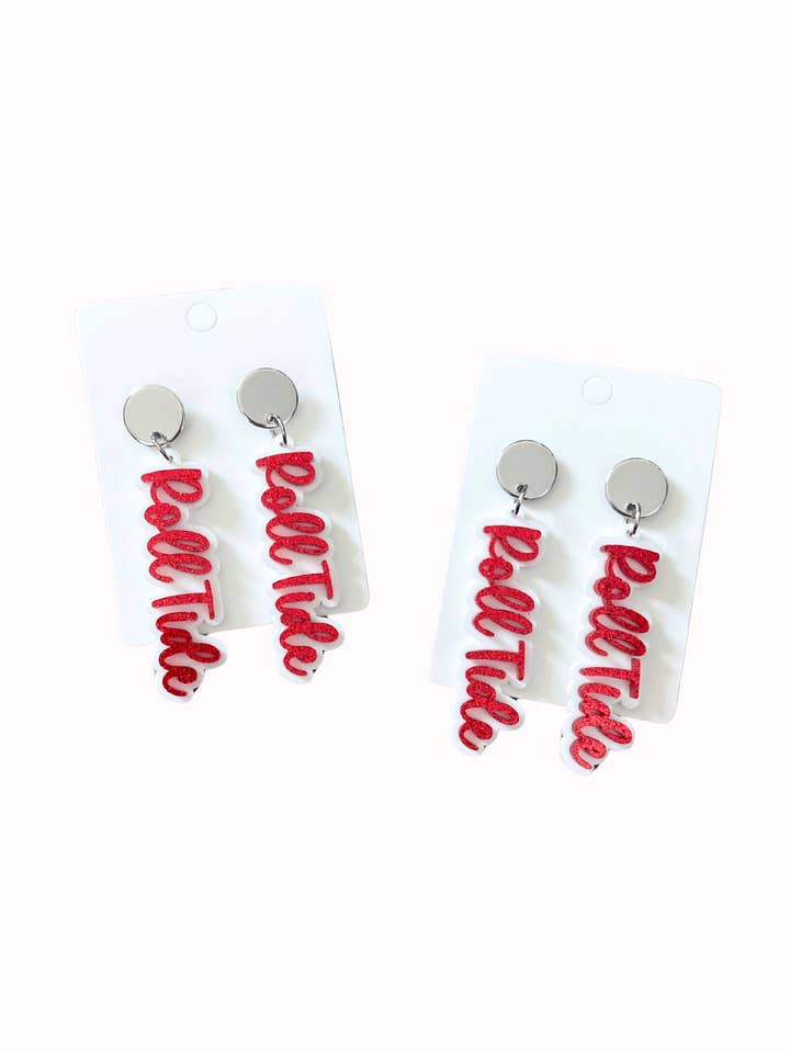 Boucles d'oreilles Roll Tide rouges et blanches - Alabama pour la vente par Valois Designs