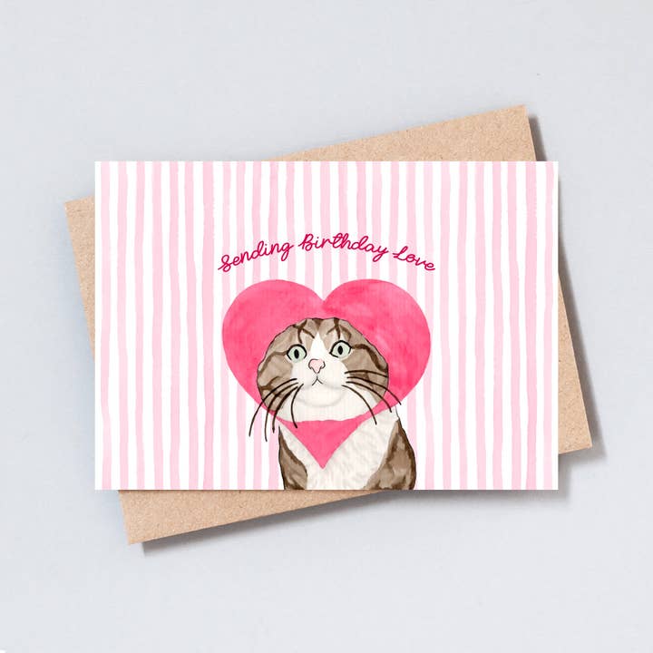 Sender fødselsdagskærlighedskattekort, sødt fødselsdagskort til katteelsker for engroshandel hos The Type Club