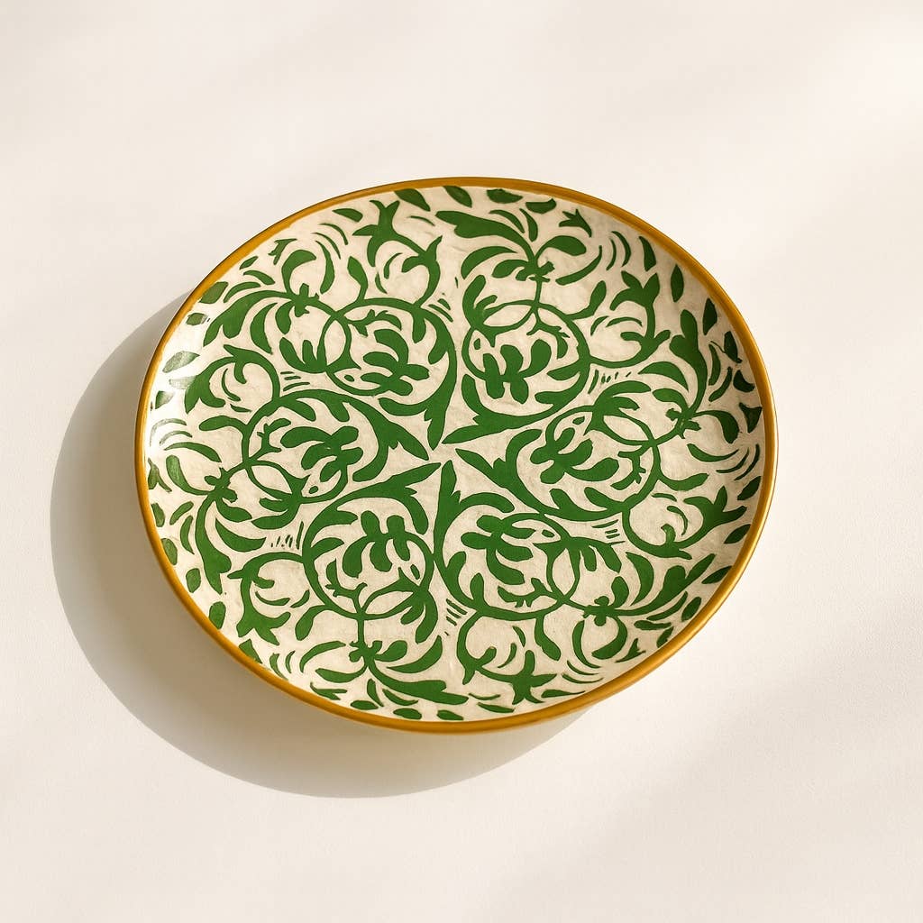 Novastyl - Wholesale Dinner Plate - HÉRACLÉE dessert plate 19cm in stoneware with green decor1