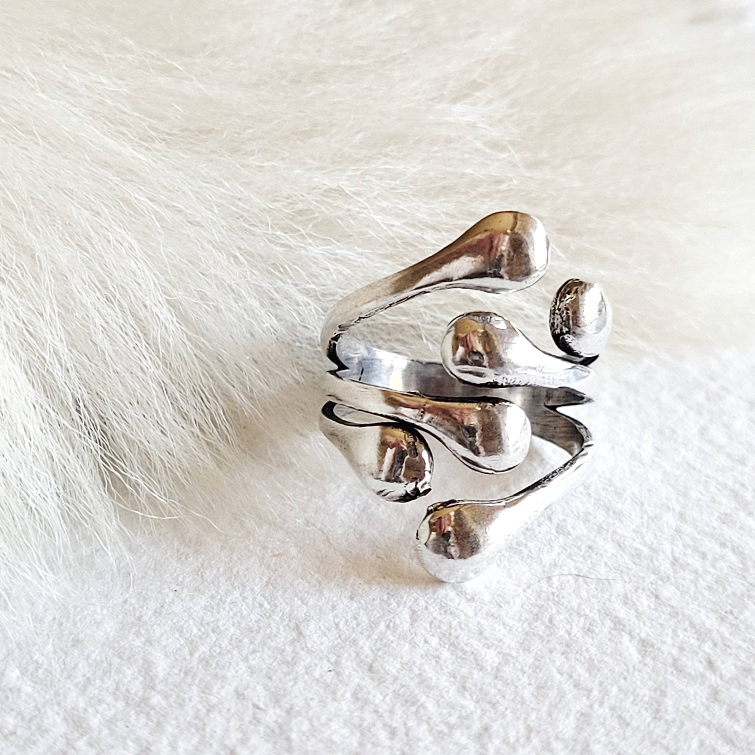 Bisjoux - Wholesale Cocktail/Statement Ring - Brass or silver ring molten cluster handmade3