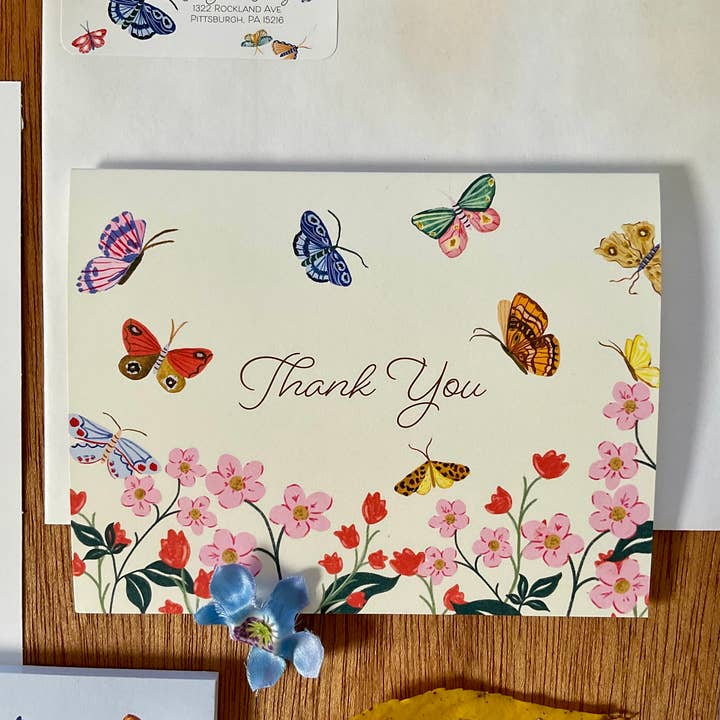Catholic Handmade – wholesale Thank you card – (1055) Butterflies Thank You Greeting Card, Floral Butterfly2