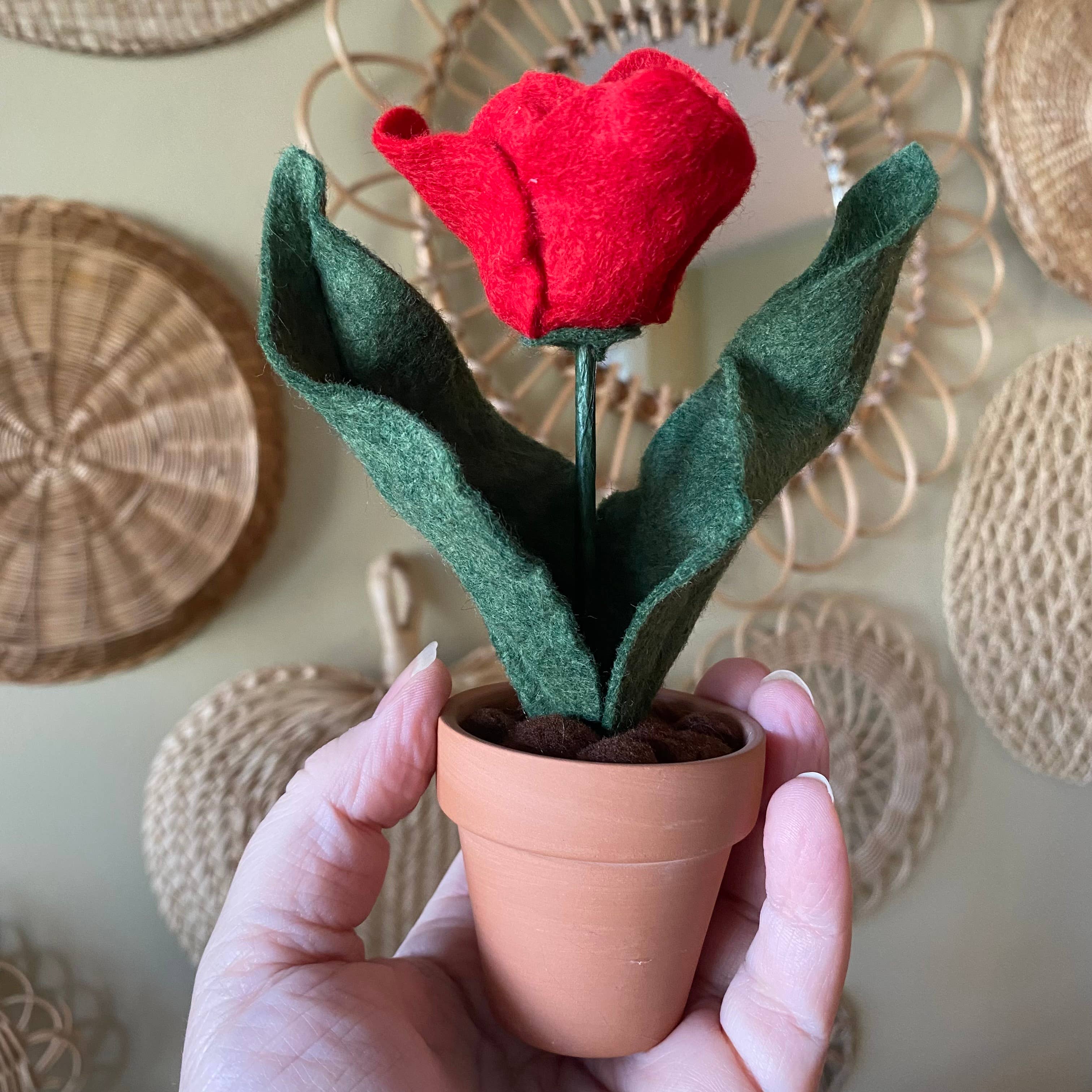 ForgetBKnot - Wholesale Artificial Flowers - Handmade Forever Felt Potted Tulip7