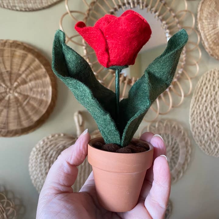 ForgetBKnot - Wholesale Artificial Flowers - Handmade Forever Felt Potted Tulip7