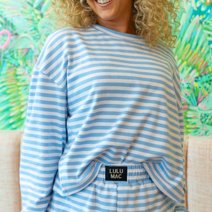 LM-STRIPE LONGSLEEVE TOP-LIGHT BLUE for wholesale by Girlie Girl Originals