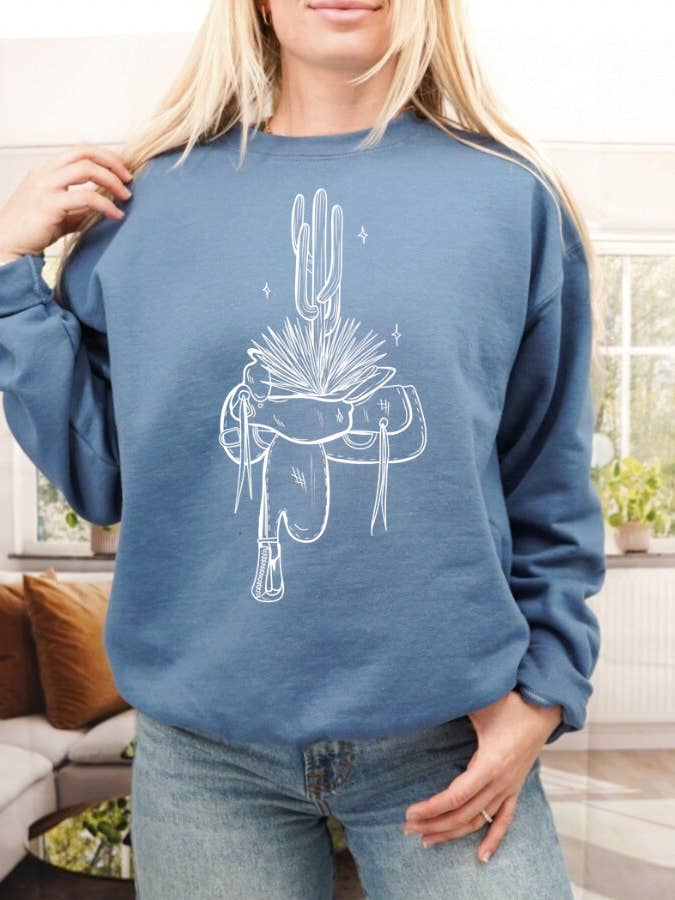 Sudadera con cuello redondo Saddle Up Cactus para venta al por mayor de Magnolia Ranch Originals