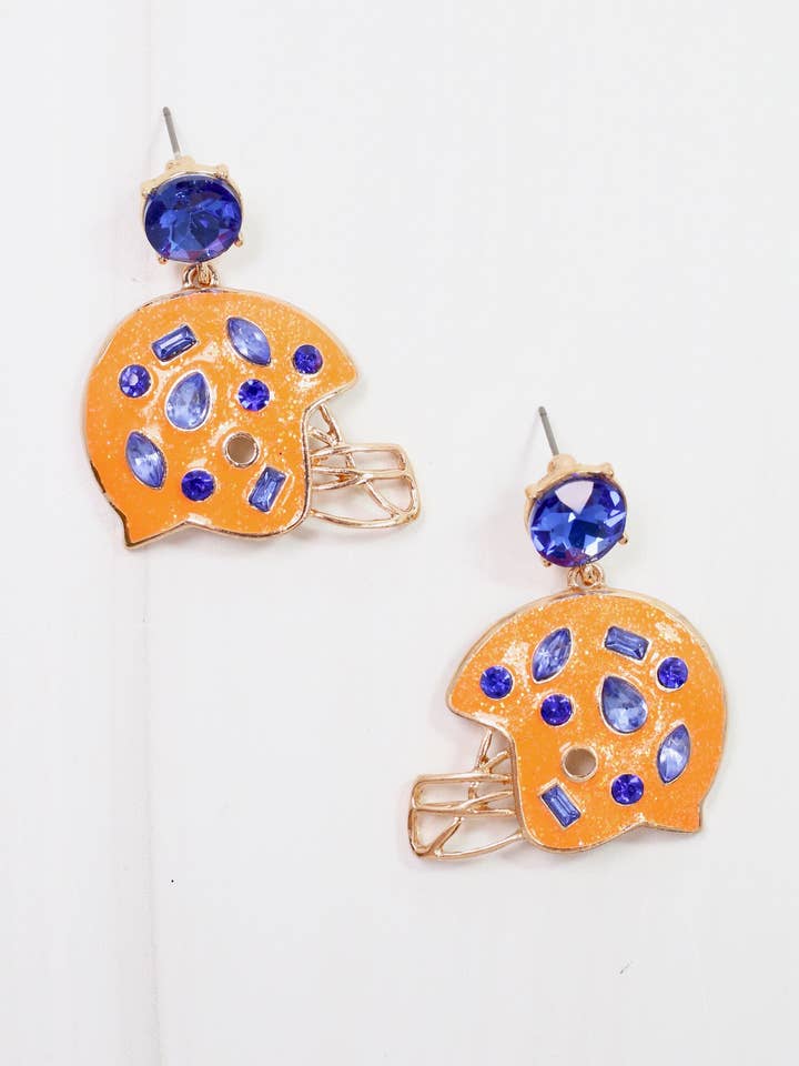 Casque Halsey Boucle d'oreille Orange Bleu pour la vente par Caroline Hill