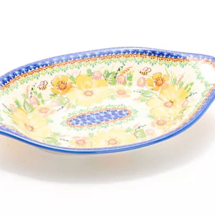 Plat ovale avec poignées en poterie polonaise Golden Bee pour la vente par Lidia's Polish Pottery, Inc.
