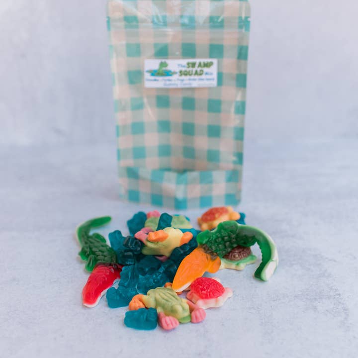 The Honey Den - Wholesale Gummy - The Swamp Mix– Frogs, Gators, Turtles & Blue “Water” gummies6