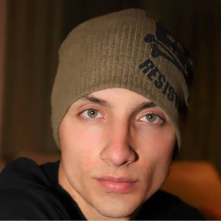 311H Old School Resistance Beanie Hats - Coton côtelé pour la vente par Purple Sardine