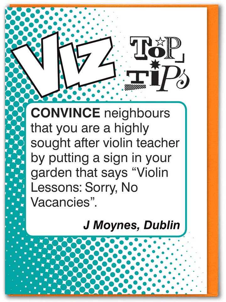 Salg Violinlektioner Viz Top Tips Sjov Fødselsdagskort for engroshandel hos Brainbox Candy
