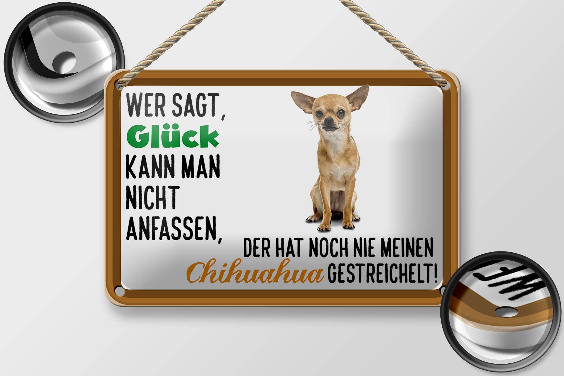 Femer – wholesale Sign – Tin sign 18x12cm Who says lucky chihuahua dog1