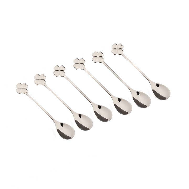 Silver clover spoons - set of 6 for wholesale by AULICA