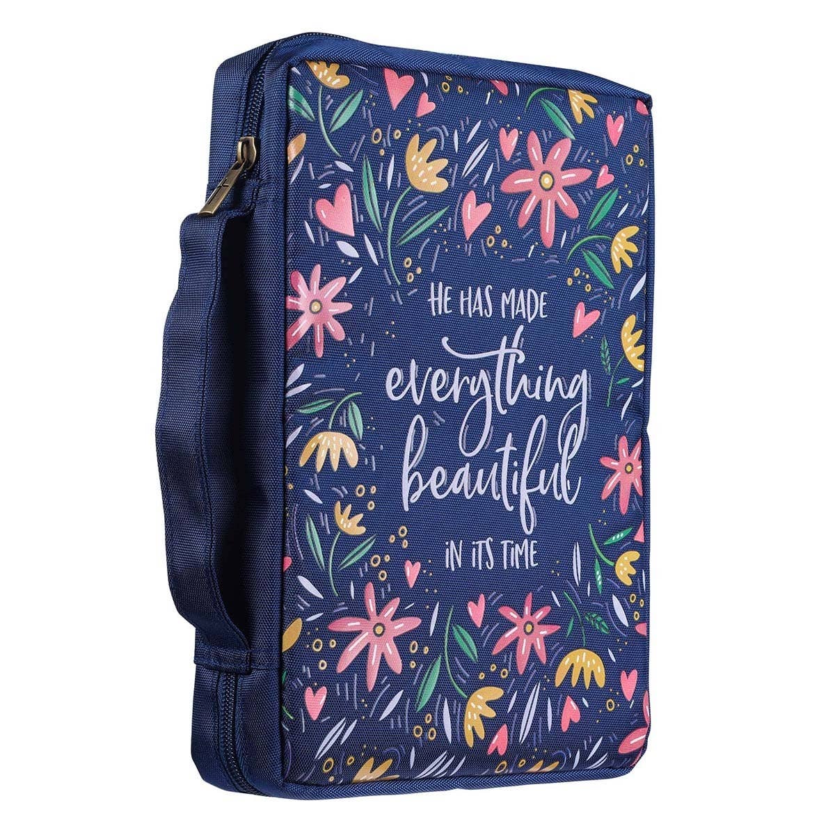 Christian Art Gifts - Wholesale Bible Cover - Bible Cover Value Navy/Floral Printed Everything Beautiful3