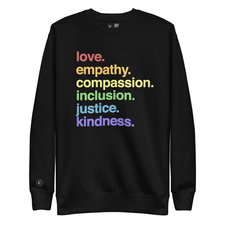 'Kindness Is' Pride Crewneck Sweatshirt for wholesale by Kind Cotton