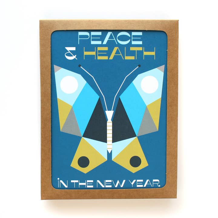 Peace & Health Butterfly Holiday New Years Card box set A2 for wholesale by Klinger Creative