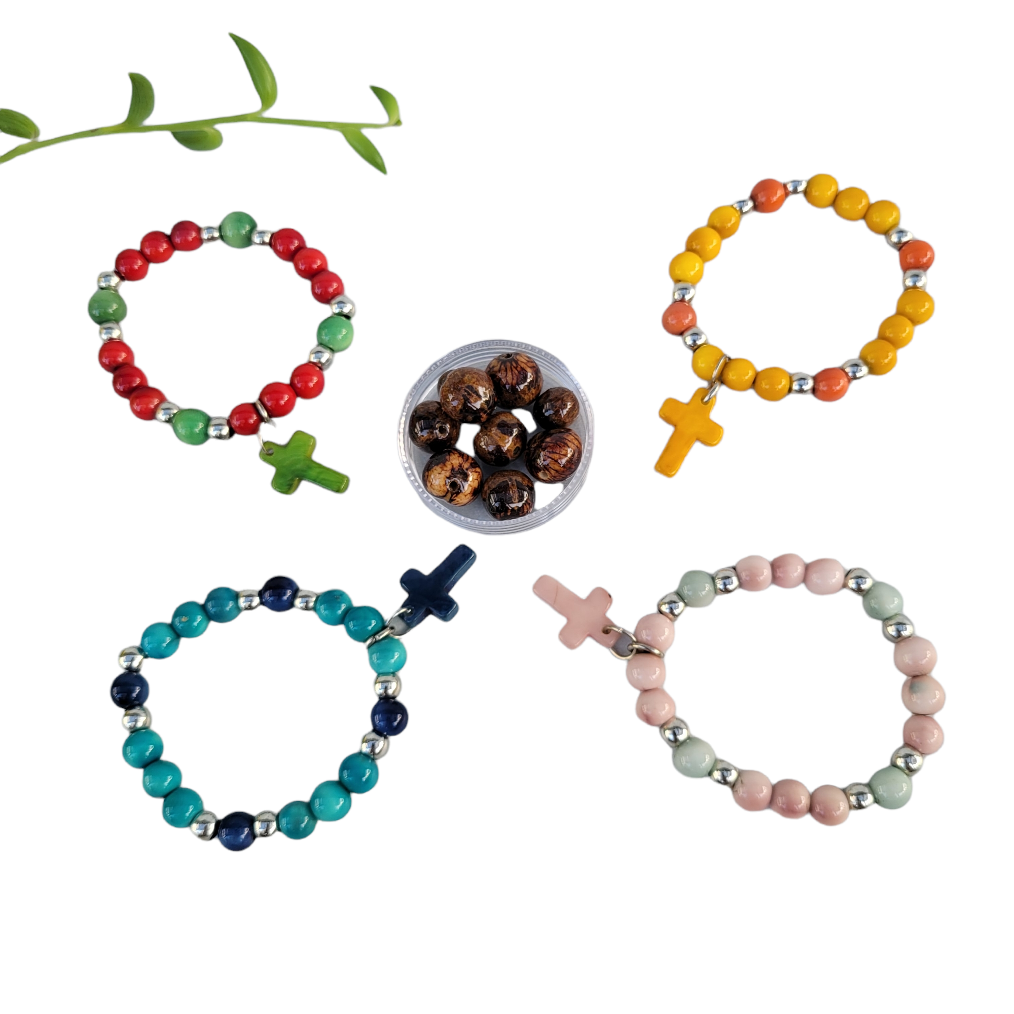 Organic jewelry by Allie – wholesale Charm/dangle bracelet – Cross charm bracelet for kids/ catholic gifts1